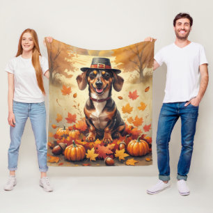 Cobertor De Velo Dachshund Entre Folhas de Outono Arte de Ação de G