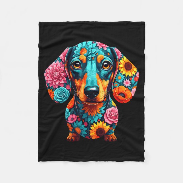 Cobertor De Velo Dachshund Flower Funny Dog  (Frente)