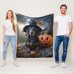 Cobertor De Velo Dachshund Halloween Scary