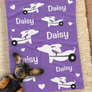 Cobertor De Velo Dachshund IVDD Cadeiras de rodas Blanket roxo