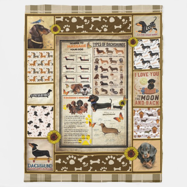 Cobertor De Velo Dachshund Knowledge Blanket Gift (Frente)