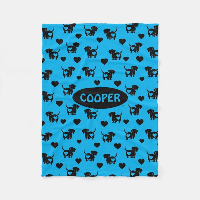 Cobertor De Velo Dachshund Love Fleece Dog Blanket (Frente)