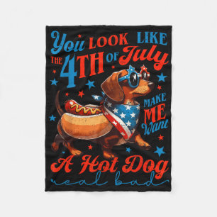 Cobertor De Velo Dachshund Patriótico Quatro De Julho 4º Bandeira F