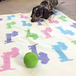 Cobertor De Velo Dachshund Pink Púrpura Pastas Verdes Azuis Púrpura