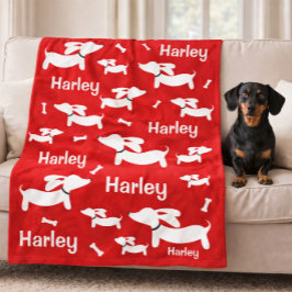 Cobertor De Velo Dachshund Red Blanket Personalizado para Cães Espe