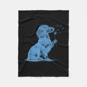 Cobertor De Velo Dachshund soprando desejos dente-de-leão amante de