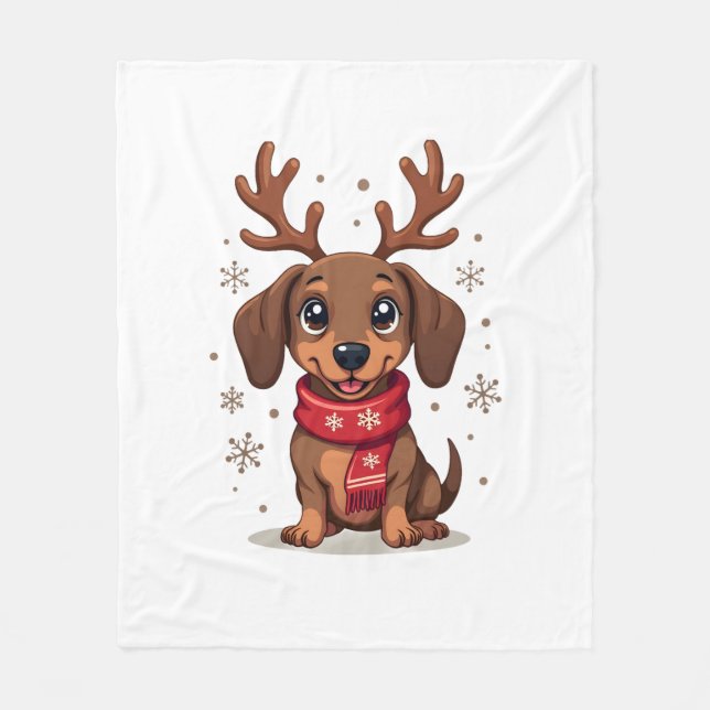 Cobertor De Velo Dachshund Winter Joy (Frente)