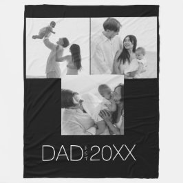 Cobertor De Velo Dad Established Three Photo Fleece Blanket.