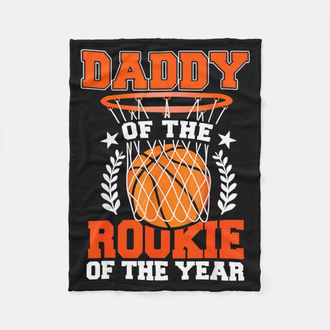 Cobertor De Velo Daddy Of Rookie 1st Basketball Bday Theme Matching (Frente)