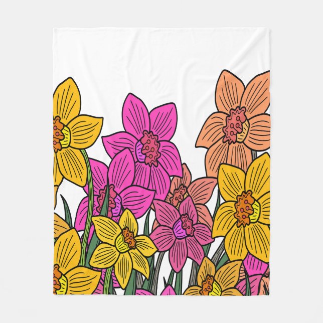 Cobertor De Velo Daffodils Coloridos Flores Design (Frente)