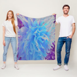 Cobertor De Velo Dahlia Flor Decorativa Azul Elegante