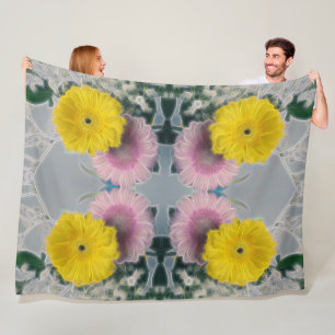 Cobertor De Velo Daisy Glow - Padrão Floral Amarelo Rosa