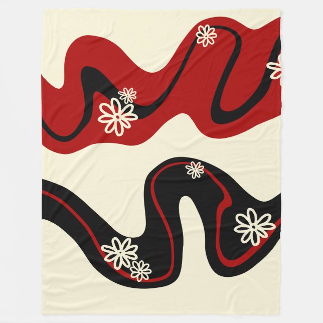 Cobertor De Velo Daisy Groove - Vermelho e Creme (Frente)