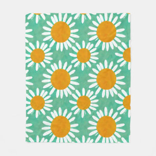 Cobertor De Velo Daisy Watercolor Folk Art Inspirado