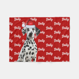 Cobertor De Velo Dalmatian Dog Name on Red Christmas Holiday