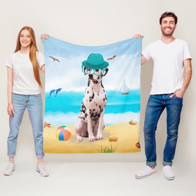 Cobertor De Velo Dalmation Dog on Beach (In Situ)