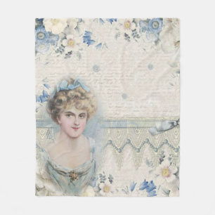 Cobertor De Velo Dama Vitoriana Vintage Shabby Chic com Flores