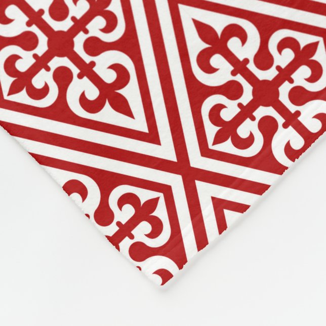 Cobertor De Velo Damáscara Cruzada Medieval - Vermelho Profundo e B (Quina)