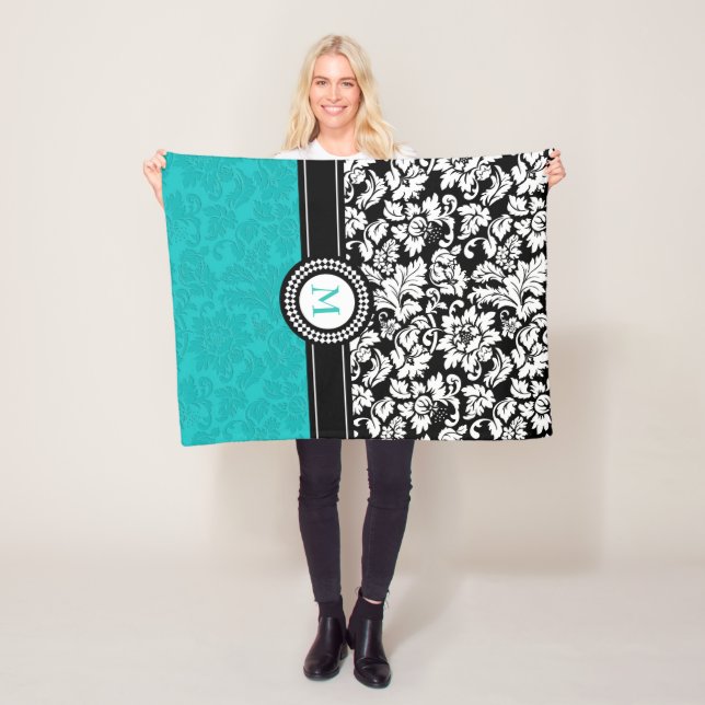 Cobertor De Velo Damasco Branco E Turquesa (In Situ)