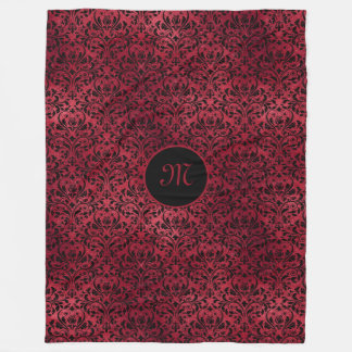 Cobertor De Velo Damasco preto vermelho com monograma