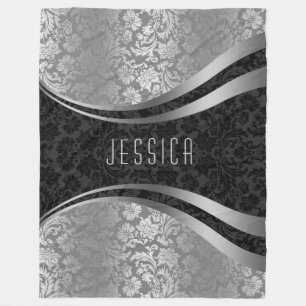 Cobertor De Velo Damascos florais elegantes das cinzas pretas & de