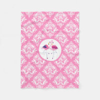 Damascos Rosa E Branco Com Flamingos Cor-De-Rosa E