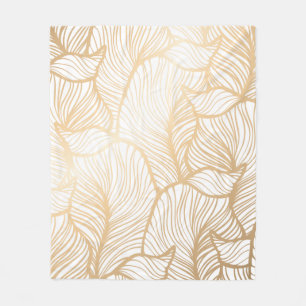Cobertor De Velo Damask floral gold Fleece Blanket