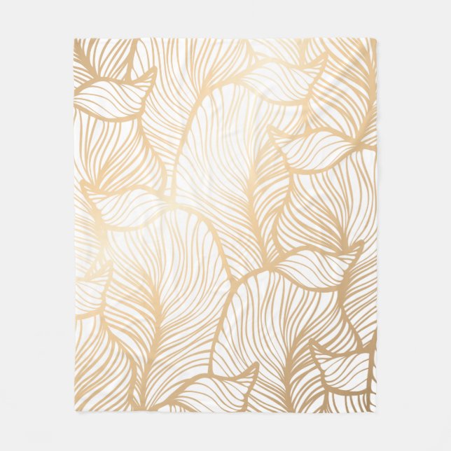 Cobertor De Velo Damask floral gold Fleece Blanket (Frente)