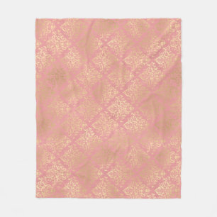 Cobertor De Velo Damask rosa e ouro elegante Vintage vitoriano