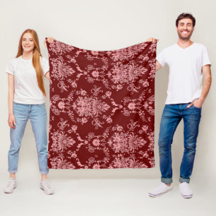 Cobertor De Velo Damask Rosa em Maroon