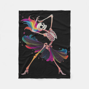 Cobertor De Velo Dançando esqueleto Rainbow Ballerina Halloween