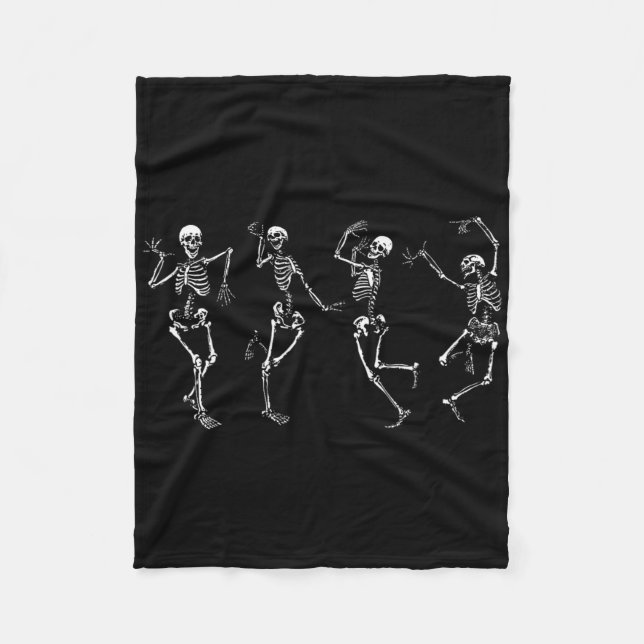 Cobertor De Velo Dançando Esqueletos Dança De Halloween Macabre (Frente)