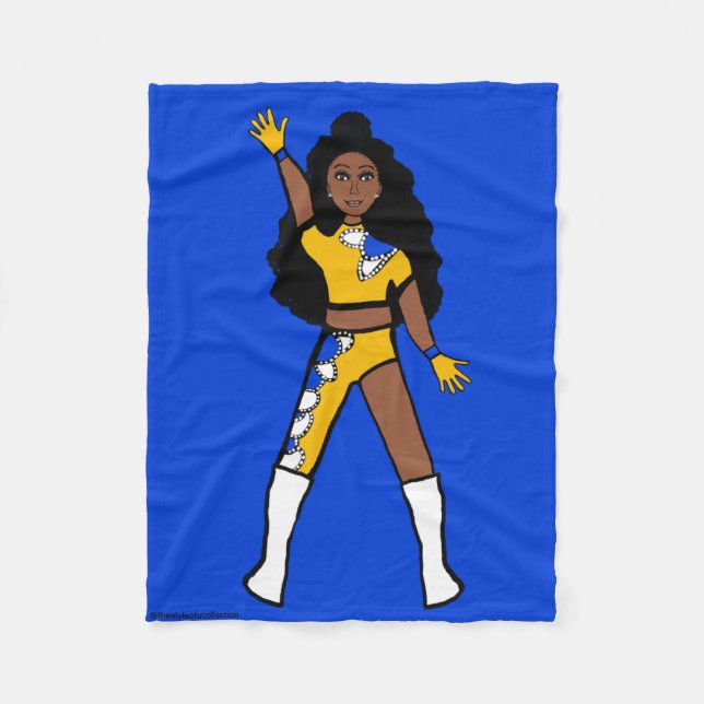 Cobertor De Velo Dançarina Fleece Blanket Amarelo e Azul 2 (Frente)