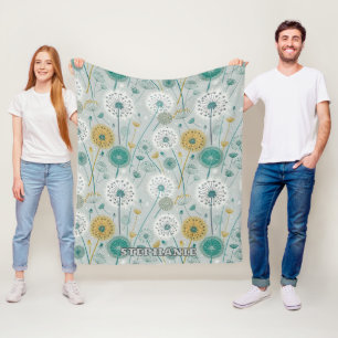 Cobertor De Velo Dandelion Whimsical - Amarelo, Branco e Teal