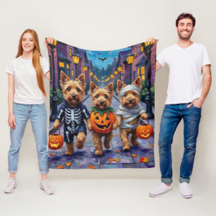 Cobertor De Velo Dandie Dinmont Terrier Pedindo Doces no Halloween