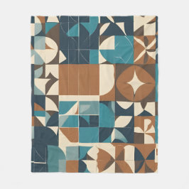 Cobertor De Velo Dark Blue, Teal, Brown, and Tan Geometric Pattern