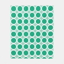 Cobertor De Velo Dark Green Polka Dots with White Borders on Teal
