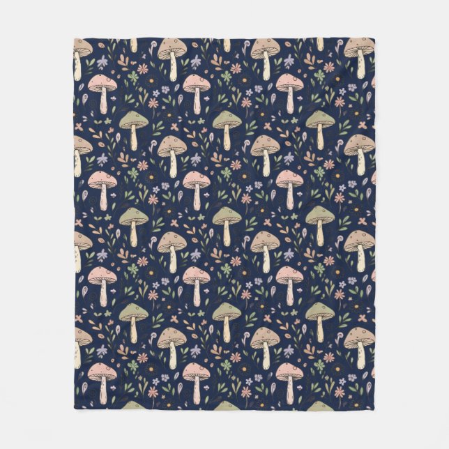 Cobertor De Velo Dark Navy Fungi | Minimalist Office Cozy Gift (Frente)