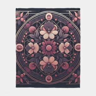 Cobertor De Velo Dark Romance Burgundy Art Deco Floral Summer