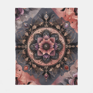 Cobertor De Velo Dark Romance Burgundy Art Deco Floral Summer