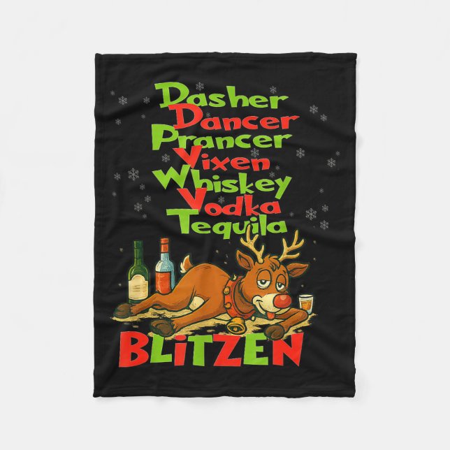 Cobertor De Velo Dasher Dancer Whiskey Vodka Tequila Blitzen Cristo (Frente)