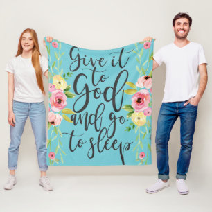 Cobertor De Velo Dê a Deus e vá dormir, citações boho floral
