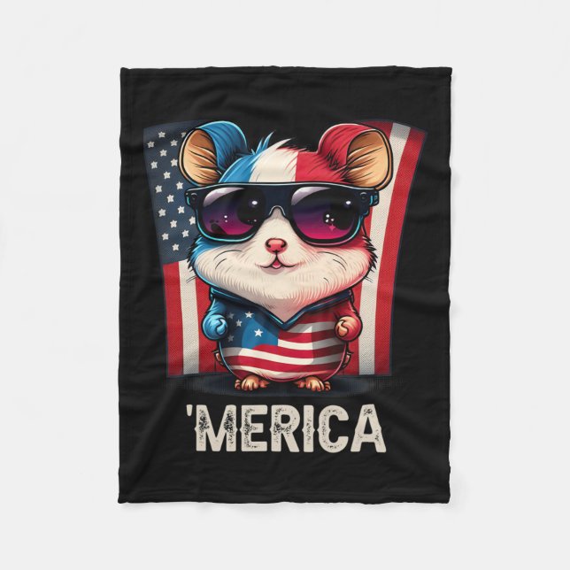 Cobertor De Velo De Julho Patriótico Hamster Merica (Frente)