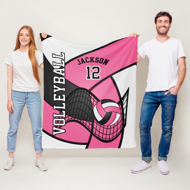 Cobertor De Velo 🏐 de vôlei em Bonito rosa-quente, branco e preto (In Situ)