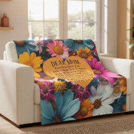 Cobertor De Velo Dear Mom Floral Fleece Blanket Love Gift