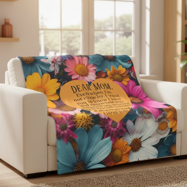 Cobertor De Velo Dear Mom Floral Fleece Blanket Love Gift (Criador carregado)