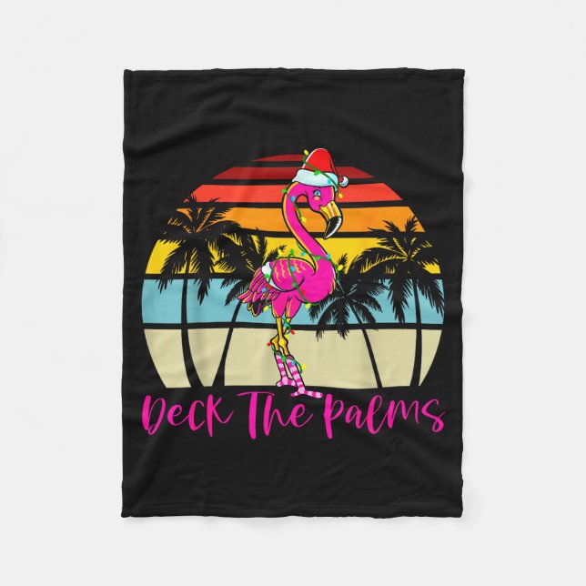 Cobertor De Velo Deck The Palms Christmas Flamingo Palm Tree Trocal (Frente)