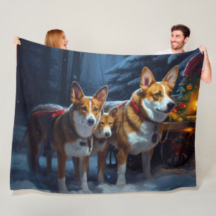 Cobertor De Velo Decoração de Natal Basenji Snowy Sleigh
