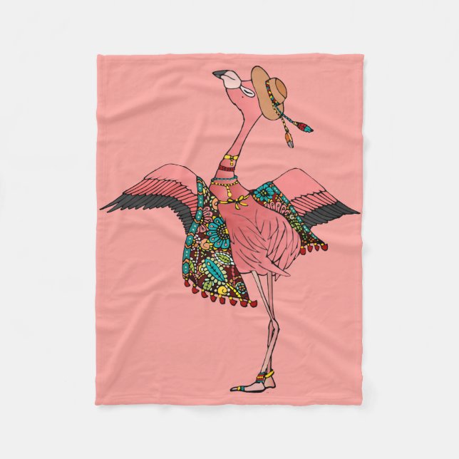 Cobertor De Velo Decoração do quarto da moça Flamingo, rosa-branca (Frente)