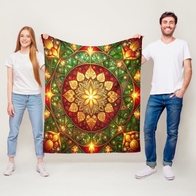 Cobertor De Velo Decorative Red Green Fleece Blanket (In Situ)